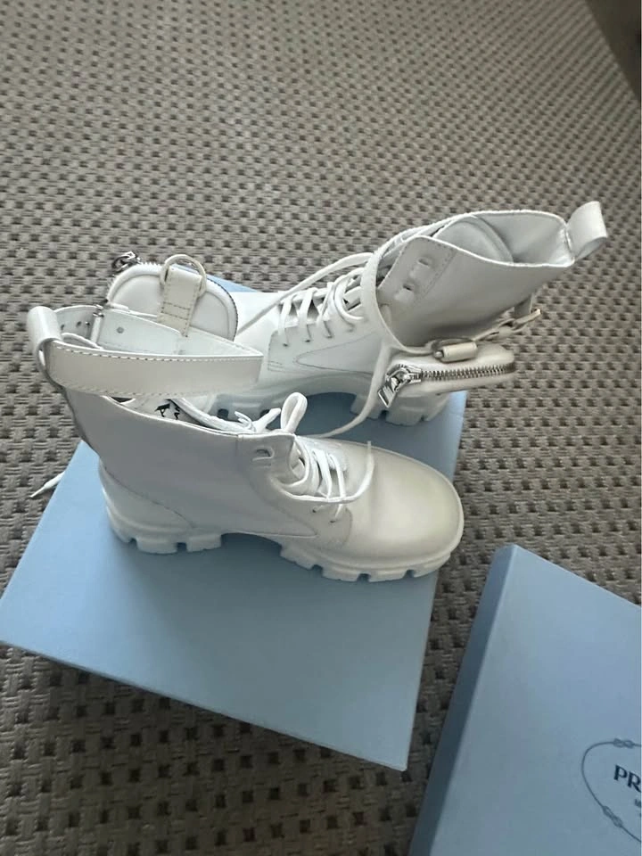 Prada Combat Boots White Size 38 (US 8) – Brand New - photo 3
