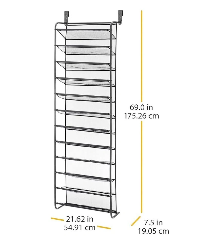 Whitmor Over-the-Door Shoe Rack - 36 Pairs - Metal Grey - photo 3