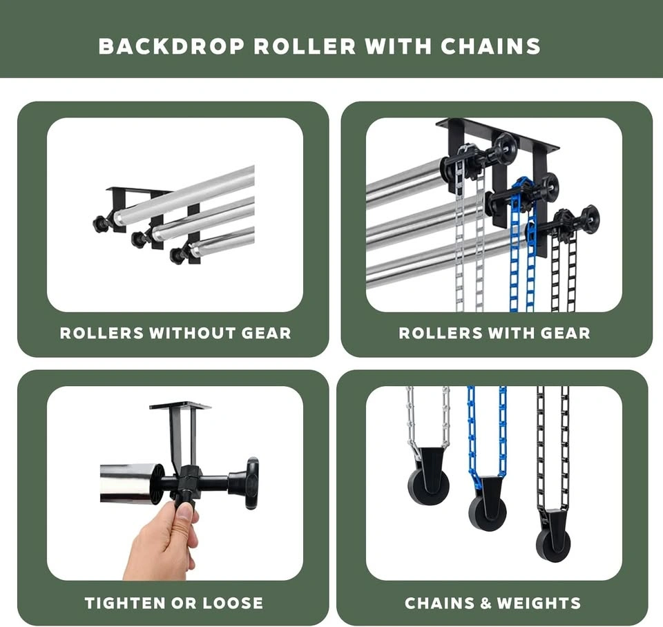Photography Backdrop Roller Support System – 3 Rollers, 120" Sta - photo 5
