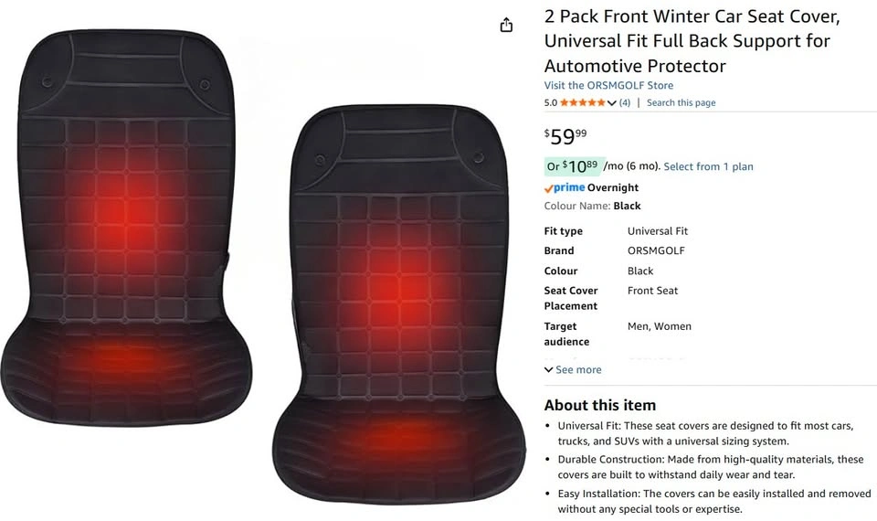2-Pack Front Car Seat Covers – Universal Fit, Black - photo 2