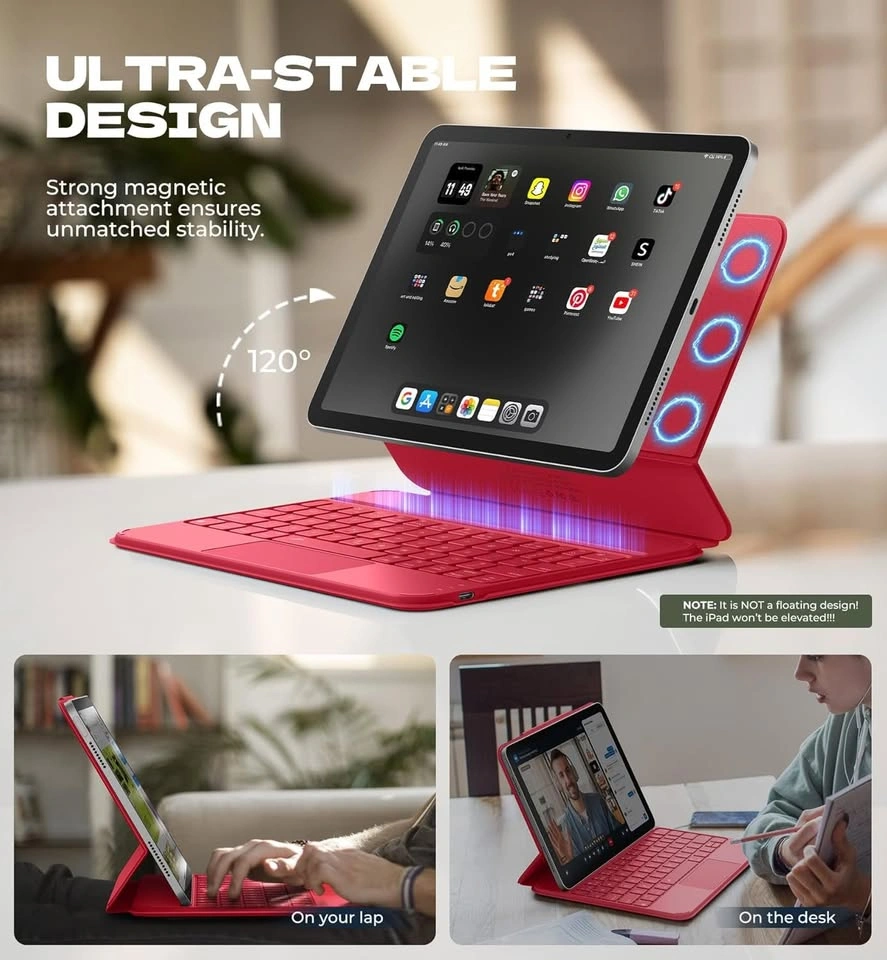 iPad Air 11" & Pro 11" Keyboard Case - Rose Red, Backlit - photo 4