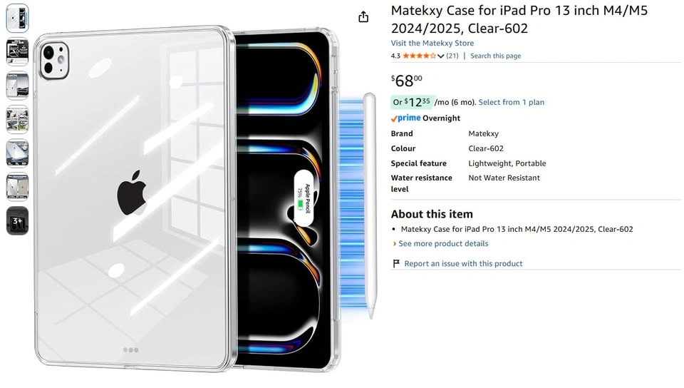 iPad Pro 13" M4/M5 Clear Case - Slim, Drop Tested - photo 2