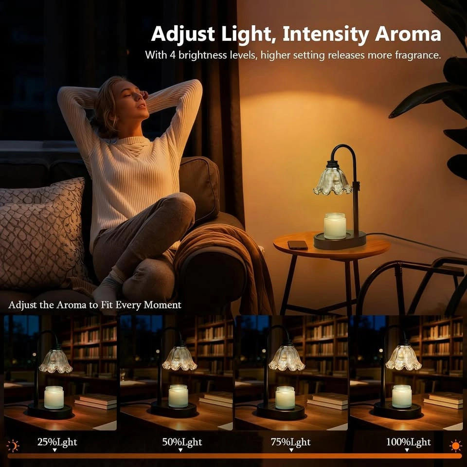 Candle Warmer Lamp with Timer – Dimmable, Flameless, Black - photo 3