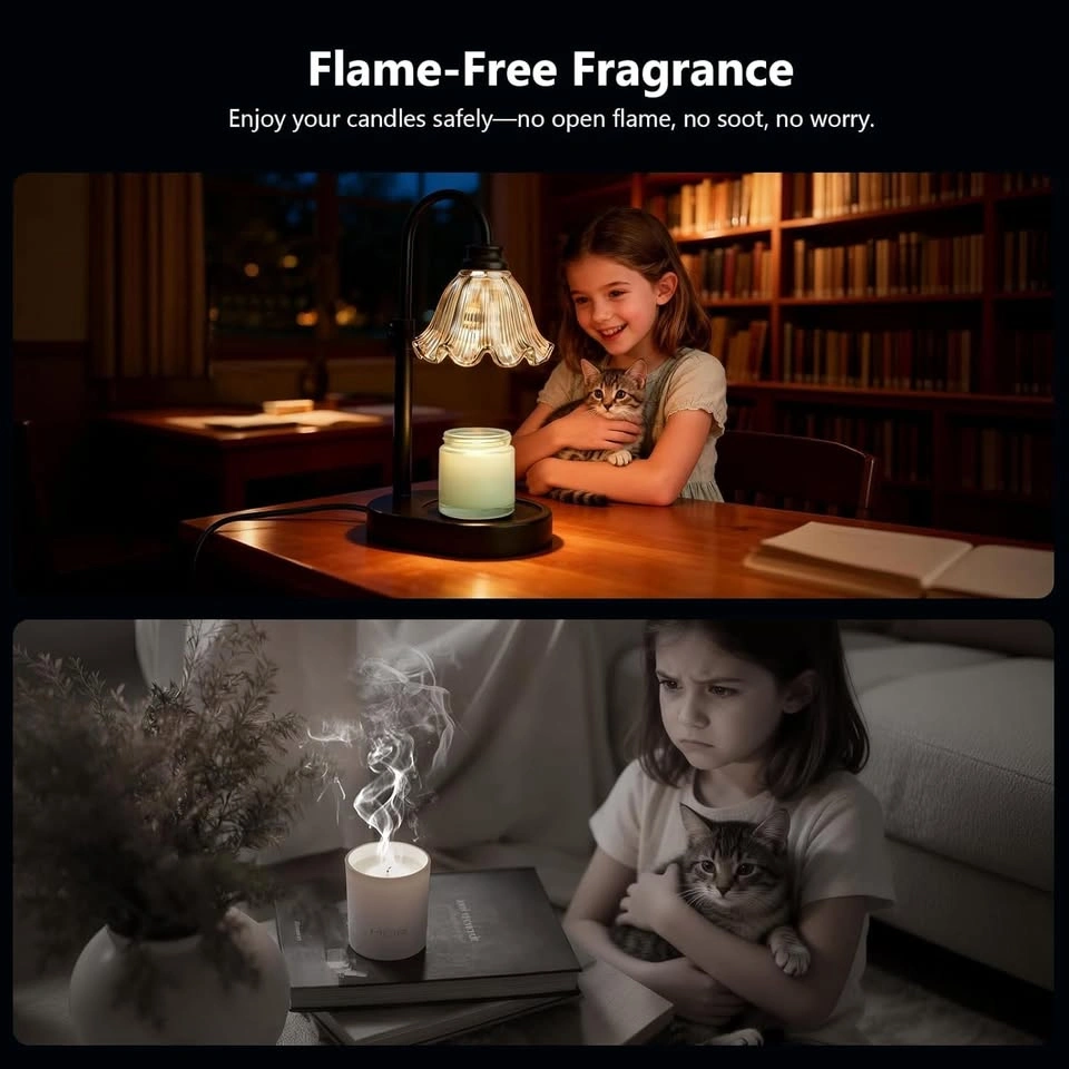 Candle Warmer Lamp with Timer – Dimmable, Flameless, Black - photo 4