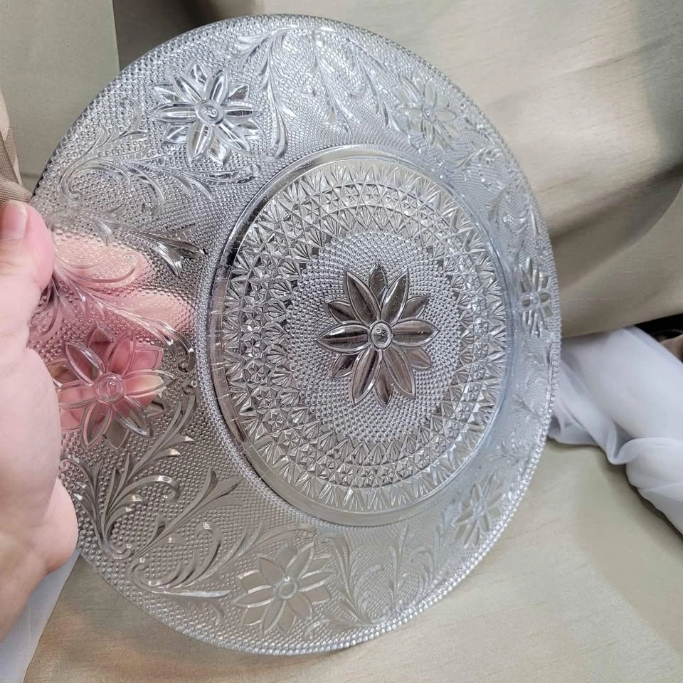 Vintage 10 1/4" Round Glass Serving Platter Plate - photo 2