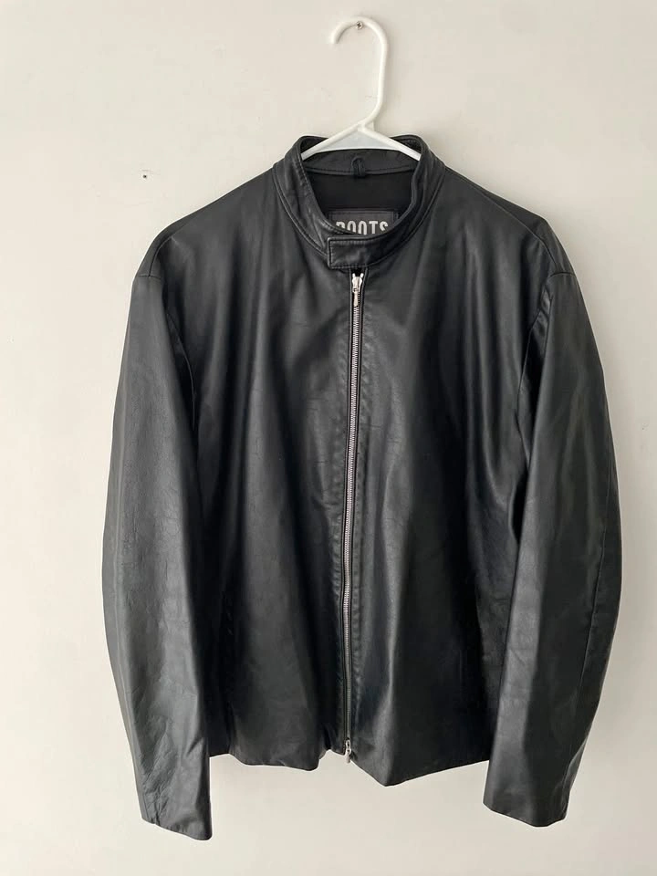 Vintage Roots Black Leather Men's Jacket Size L