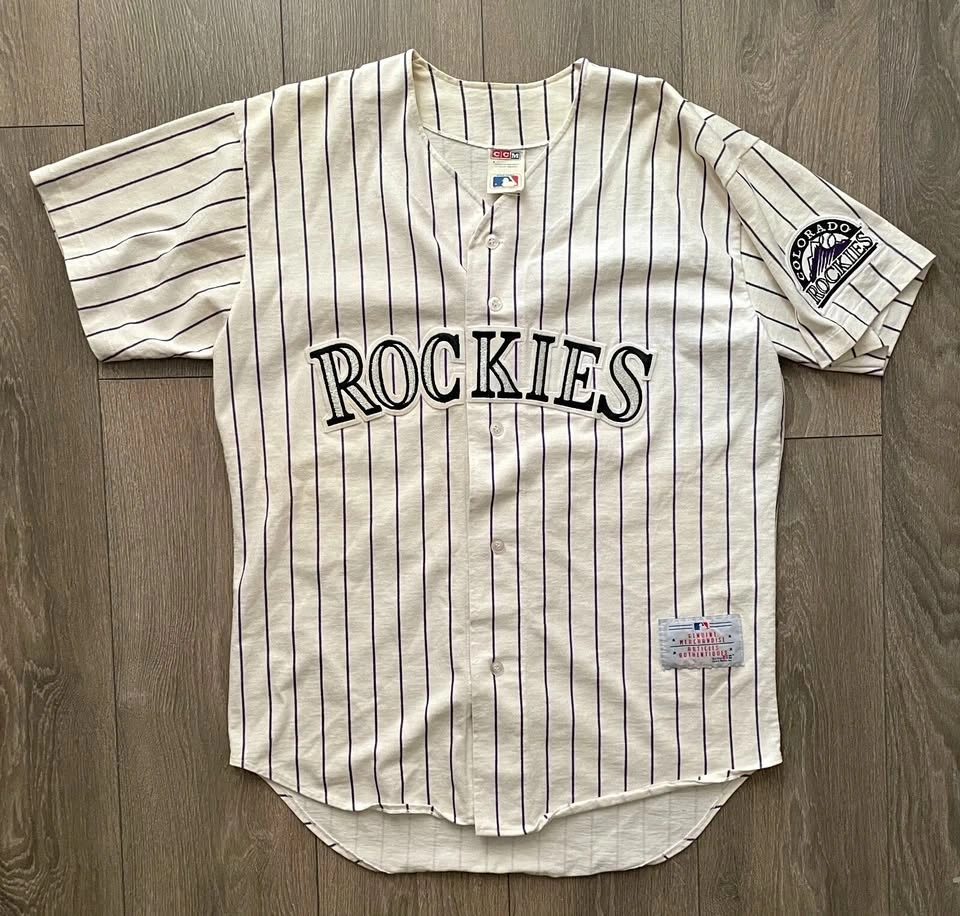 Vintage CCM Colorado Rockies White Pinstripe Jersey Size L