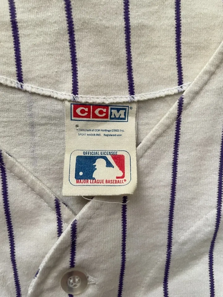 Vintage CCM Colorado Rockies White Pinstripe Jersey Size L - photo 2