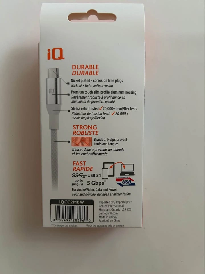 Brand New iQ USB-C to USB-C Cable - Braided - 1.8m/6ft - photo 2