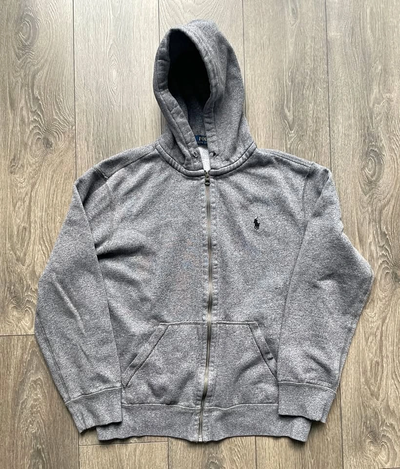 Vintage Polo Ralph Lauren Full Zip Gray Hoodie Size L
