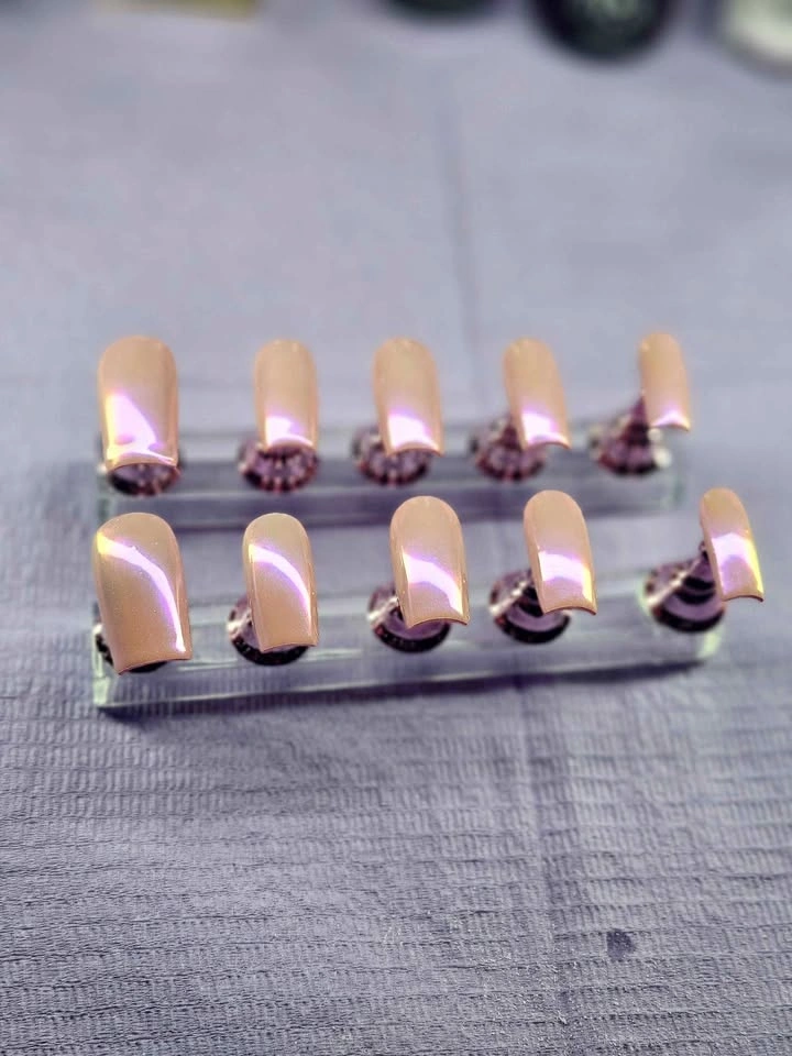 Pink Purple Chrome Press On Nails
