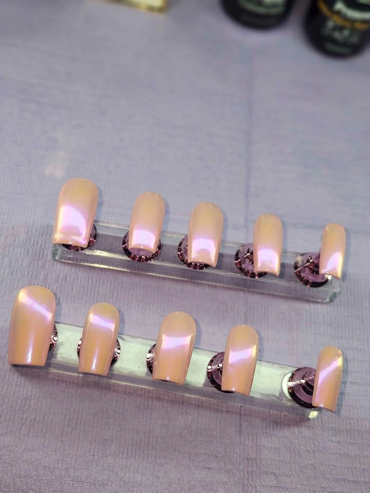 Pink Purple Chrome Press On Nails - photo 3