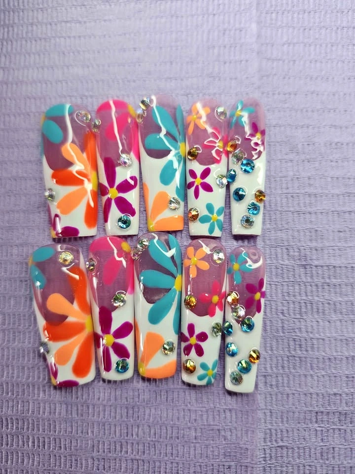 Summertime Fine Flower Vacation Nails