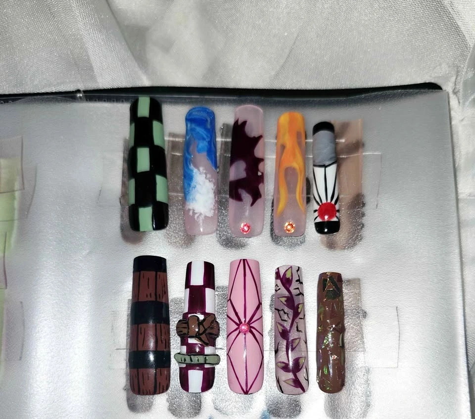 Demon Slayer Inspired Nails (Tanjiro & Nezuko)