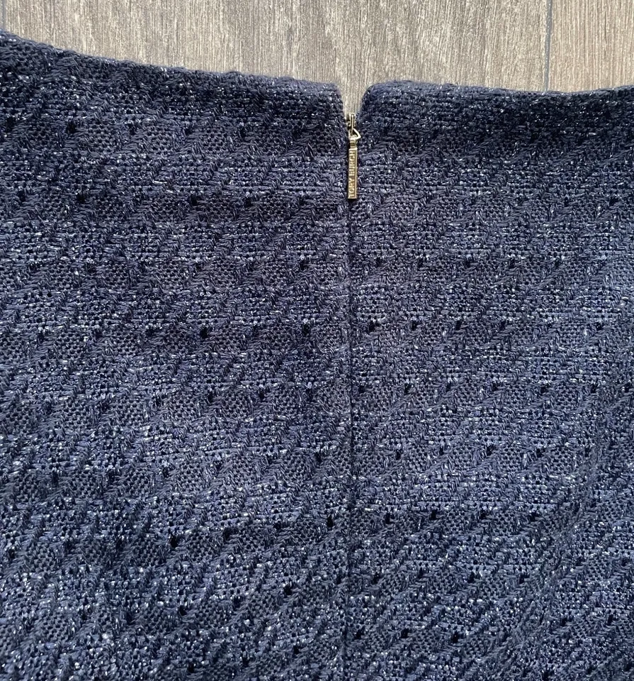 Tory Burch Emma Navy Blue Metallic Tweed Dress Size 2 - photo 5