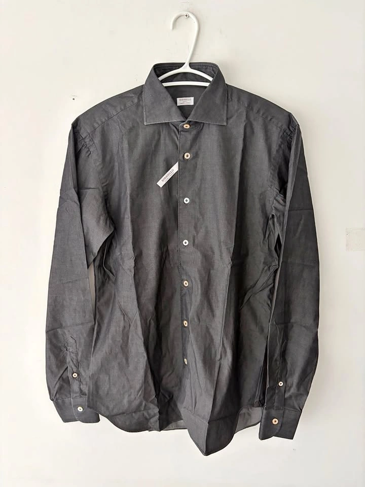 Borriello Napoli Mens 100% Cotton Button Up Dress Shirt Size 15.