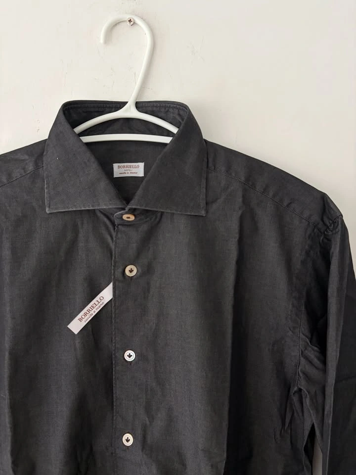 Borriello Napoli Mens 100% Cotton Button Up Dress Shirt Size 15. - photo 2