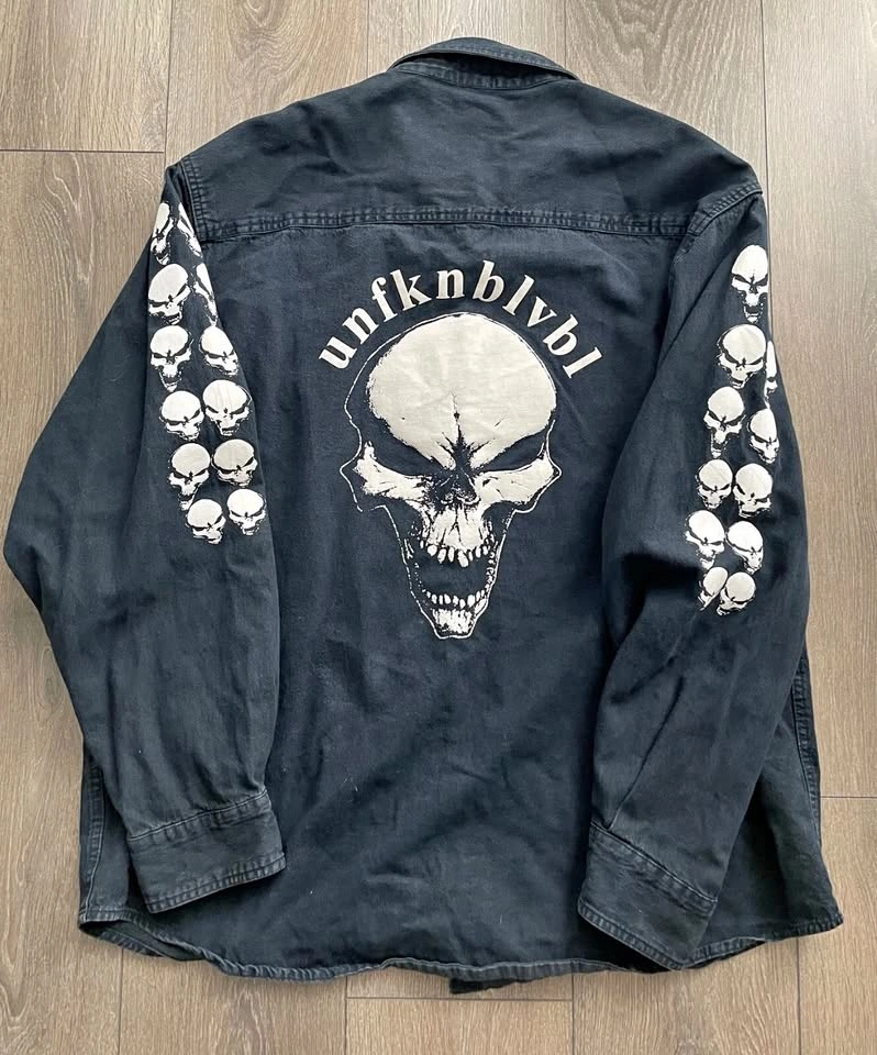 Vintage Unfknblvbl Skull Button Up Shirt Size 2XL