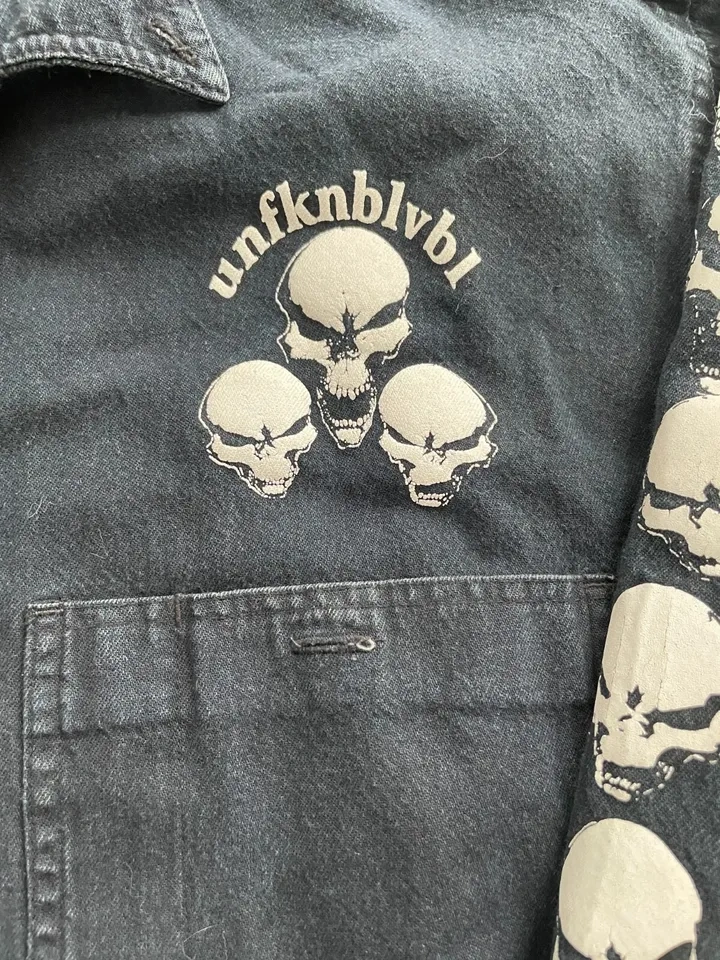 Vintage Unfknblvbl Skull Button Up Shirt Size 2XL - photo 4