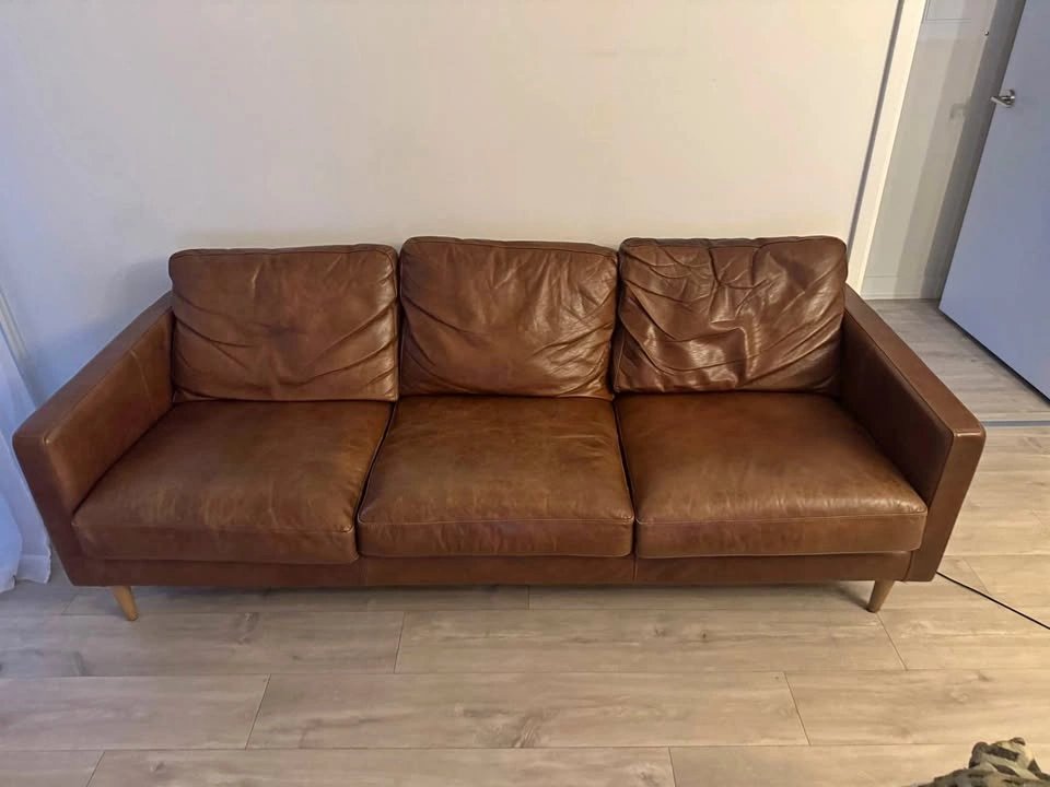 Real Leather Brown Sofa – 3 Seater