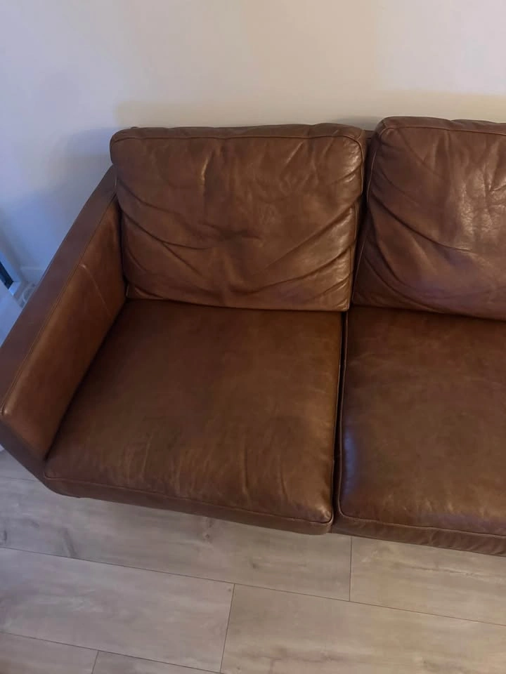 Real Leather Brown Sofa – 3 Seater - photo 3