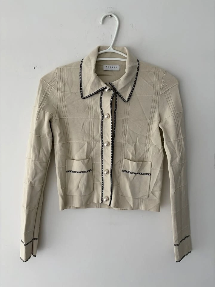 Sandro Paris Women's Pearl Button Knit Cardigan Size 0