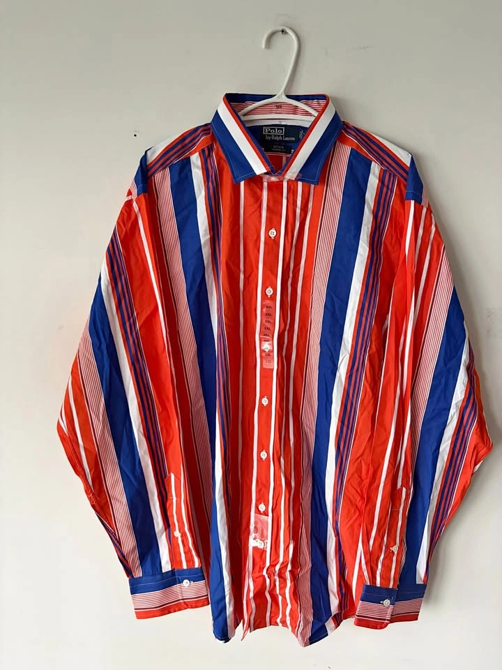 Vintage Polo Ralph Lauren Striped Button Down Shirt XXL NEW