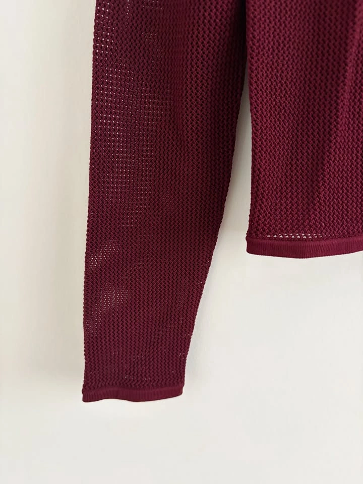 Sandro Brady Burgundy Knit Mesh Cardigan Size S - photo 5
