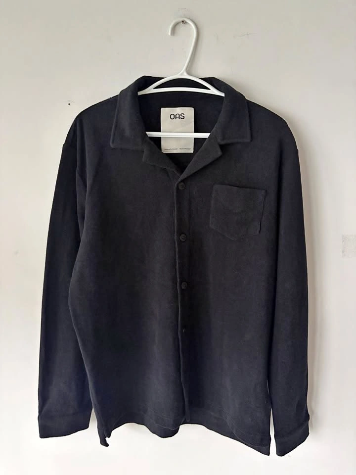 OAS Terry Camisa Black Long Sleeve Button Shirt Size M