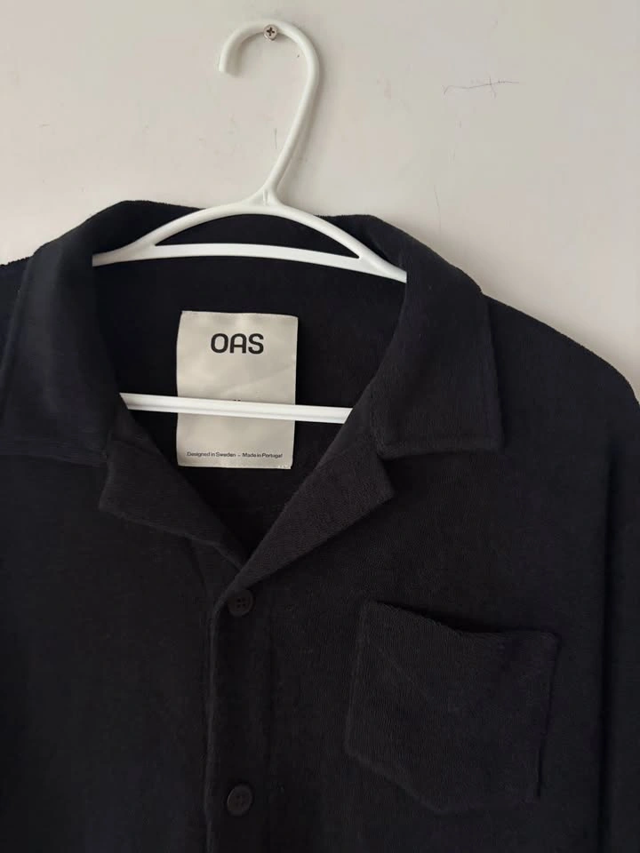 OAS Terry Camisa Black Long Sleeve Button Shirt Size M - photo 2