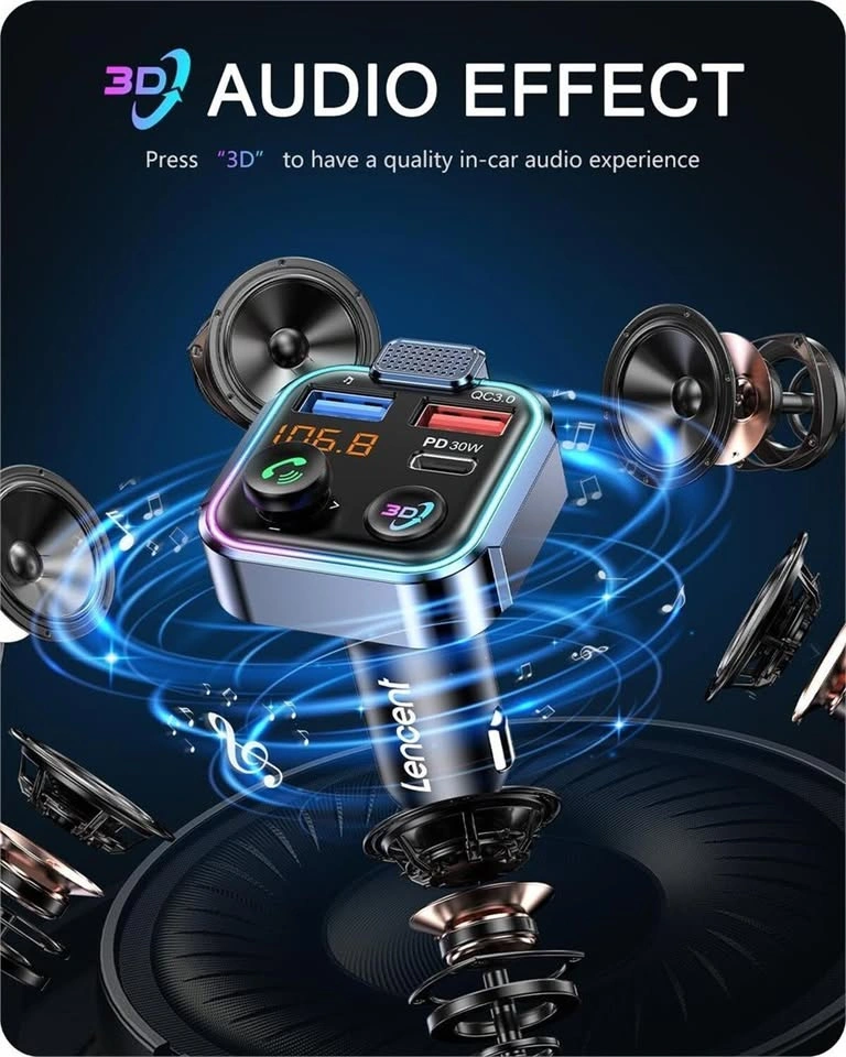 Bluetooth 5.3 FM Transmitter/Wireless Radio Adapter - photo 2