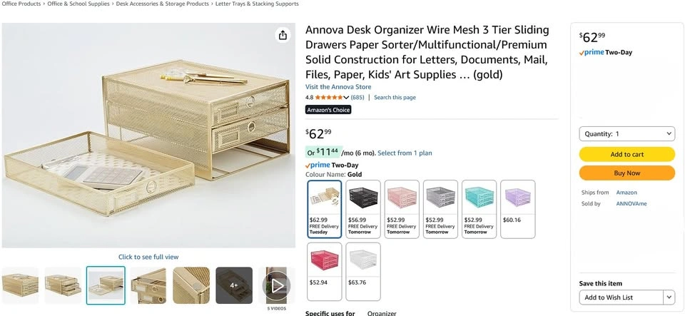 Desk Organizer Wire Mesh Sliding Drawers Paper Sorter - photo 2