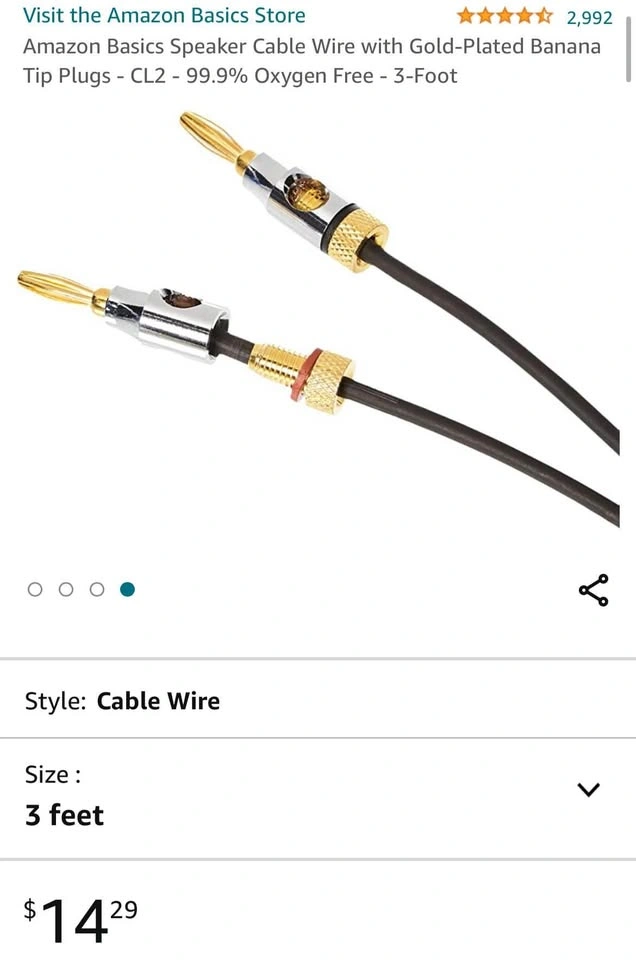 16AWG Speaker Cable - CL2 (3ft) - photo 2