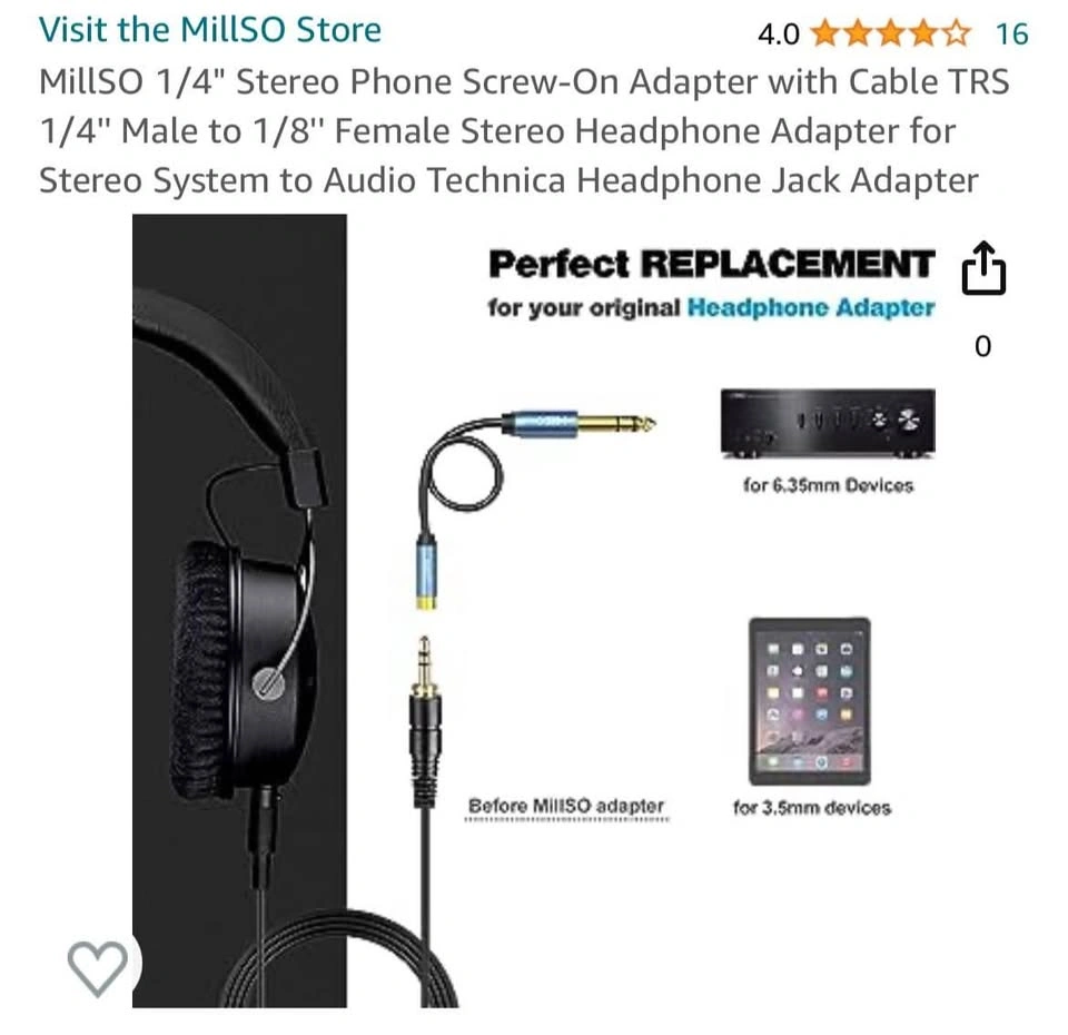 1/4" to 3.5mm Screw On Headphone Adapter - photo 2