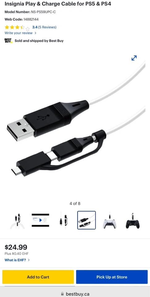 Insignia Play & Charge Cable for PS5 & PS4 - photo 2