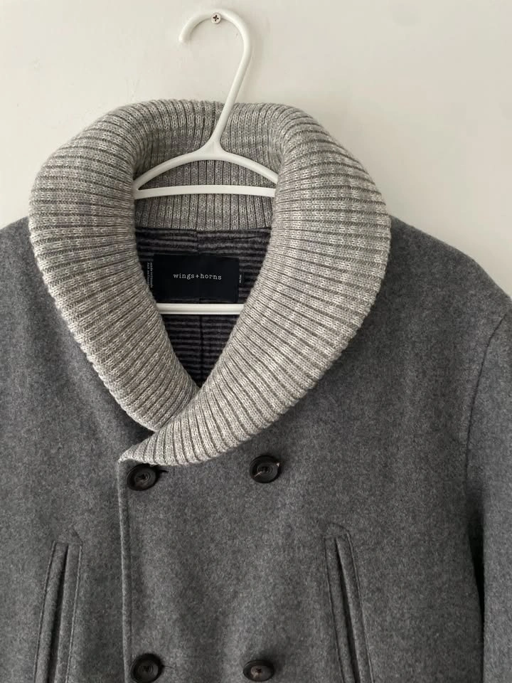 Wings + Horns Men's Wool Double Breasted Gray Jacket Size M - photo 2