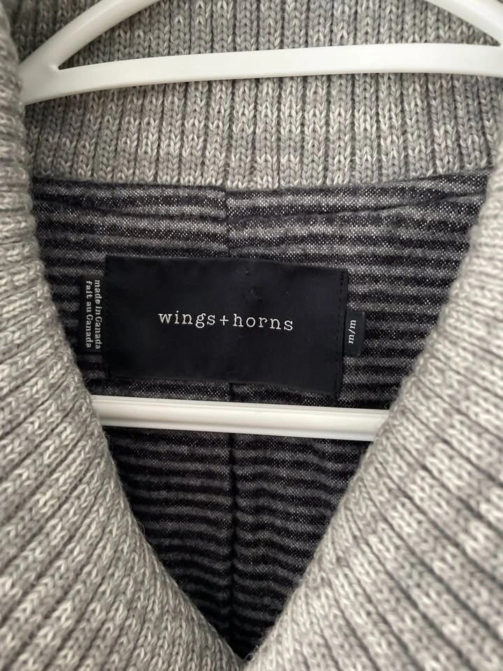 Wings + Horns Men's Wool Double Breasted Gray Jacket Size M - photo 3