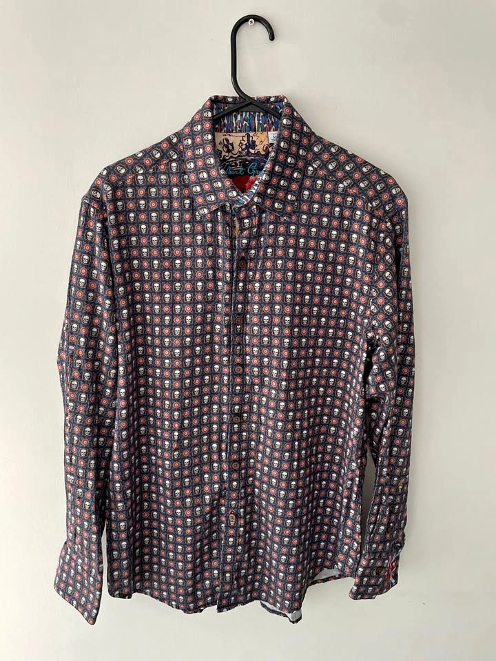 Robert Graham Skull British Embroidered Shirt Size M