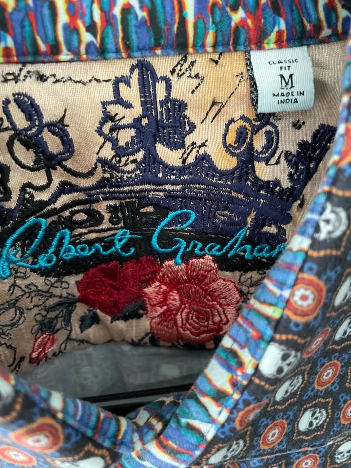 Robert Graham Skull British Embroidered Shirt Size M - photo 2