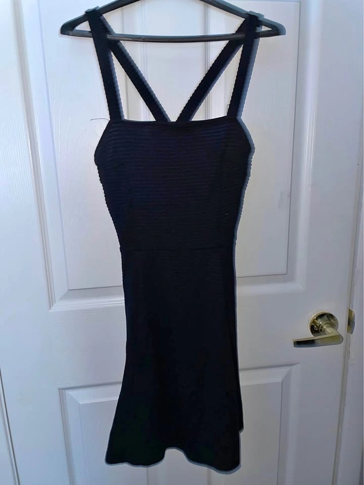 Garage Black Strappy Fit-and-Flare Dress, XS