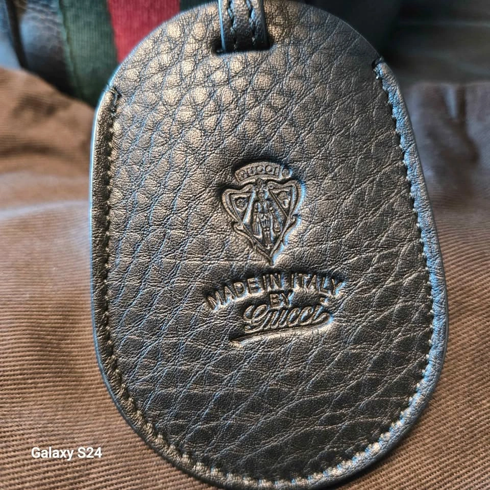 Authentic Gucci Ophidia Black Leather Shoulder Bag w/ Web Stripe - photo 3