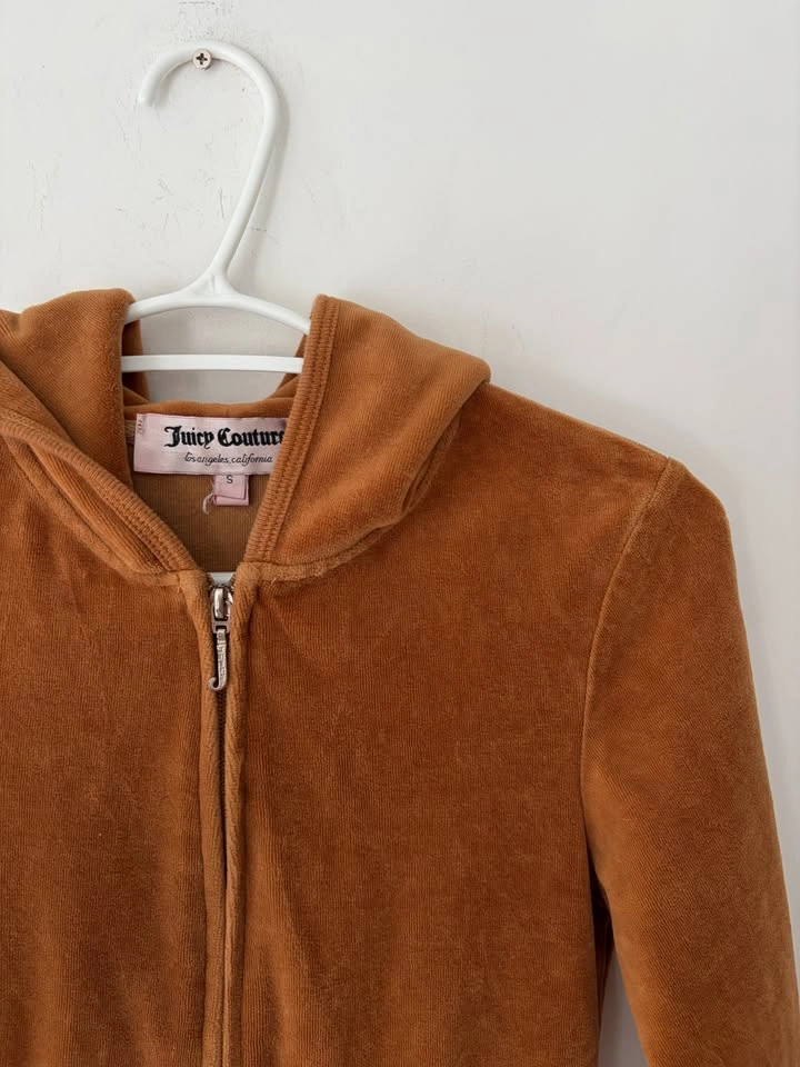 Vintage Juicy Couture Brown Crown Logo Hoodie Size S - photo 3