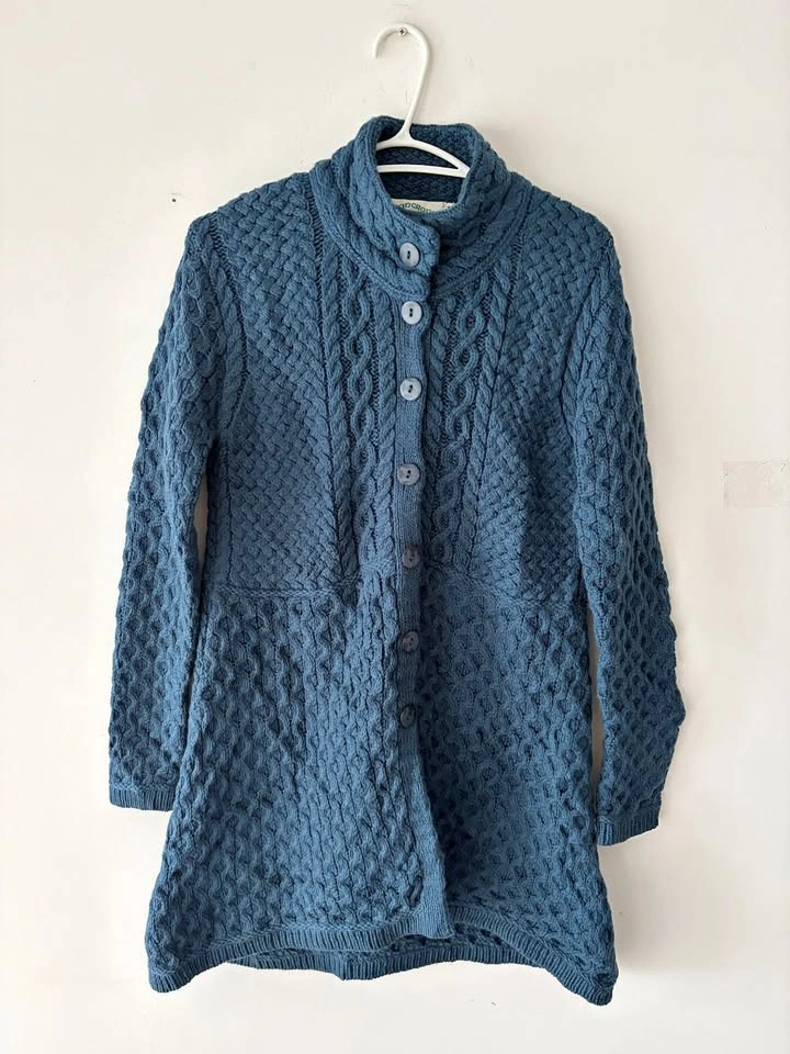 Aran Crafts Women's 100% Wool Long Cardigan Sweater M
