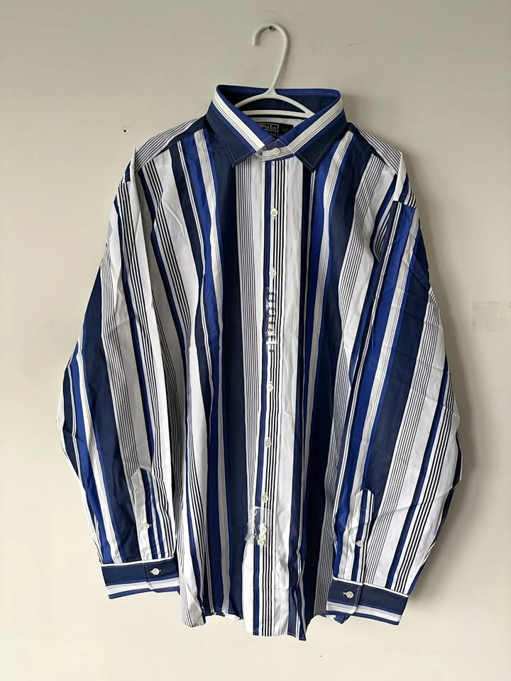 Vintage Polo Ralph Lauren Striped Button Down Shirt XXL NEW