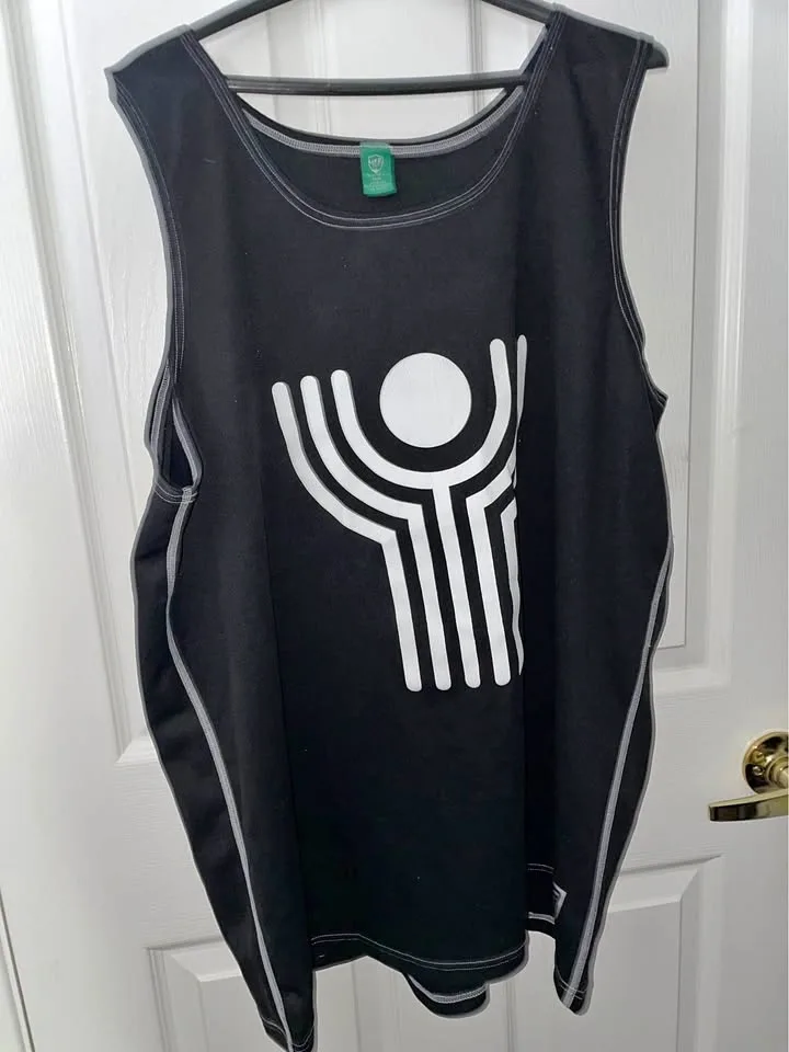Black Athletic Tank with White Graphic, M