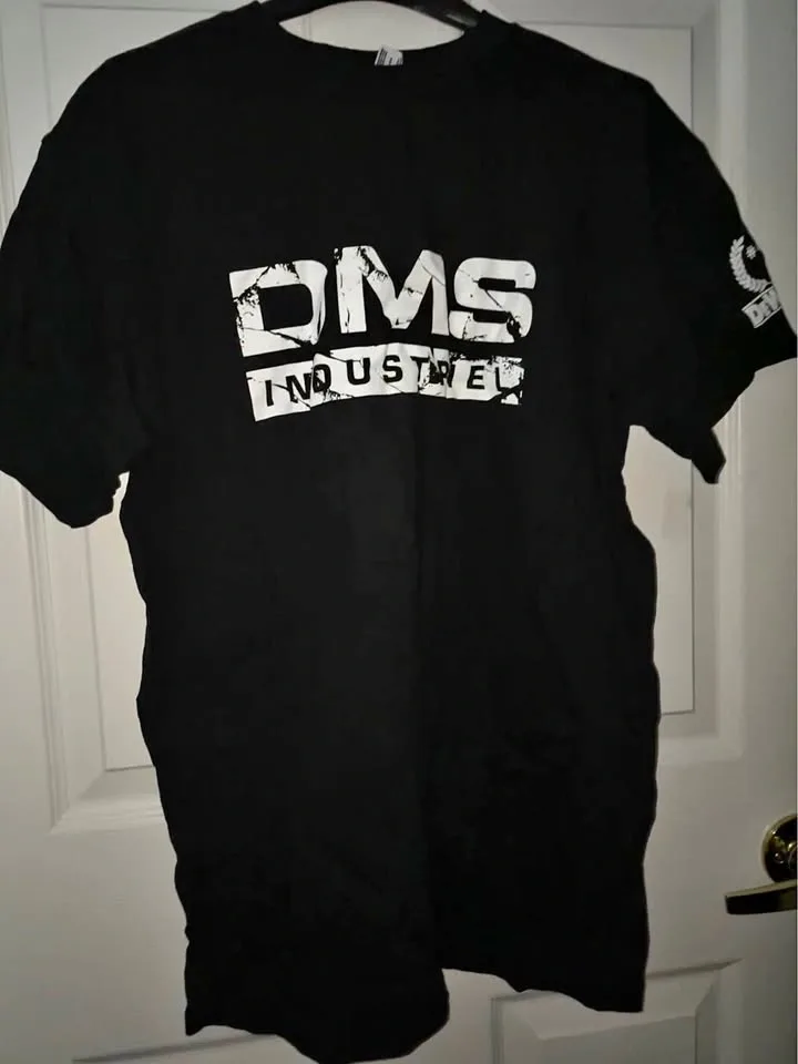 Alstyle Black T-Shirt with White DMS INDUSTRY Logo, M