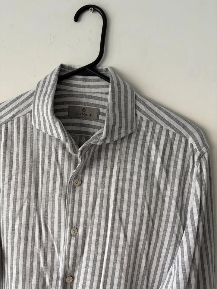 Canali Striped Button Down 100% Cotton Shirt Size L - photo 2