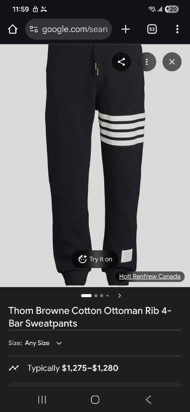 Thom Browne Four Stripe Joggers - Medium
