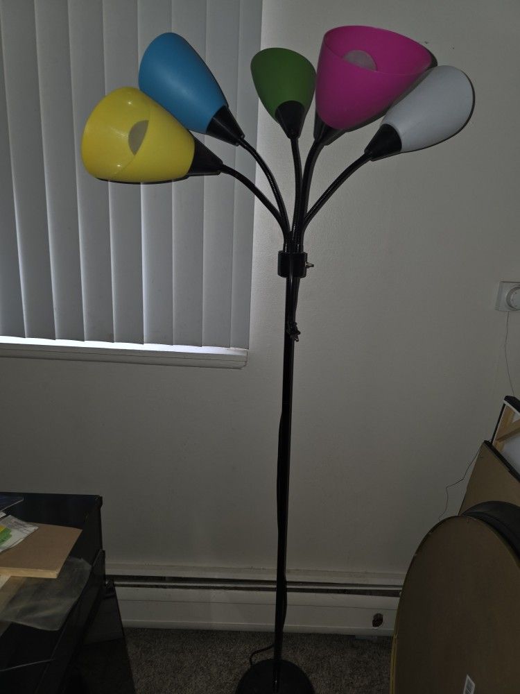 67-in Black 3-Way Multi-Head Floor Lamp with Plastic Shade