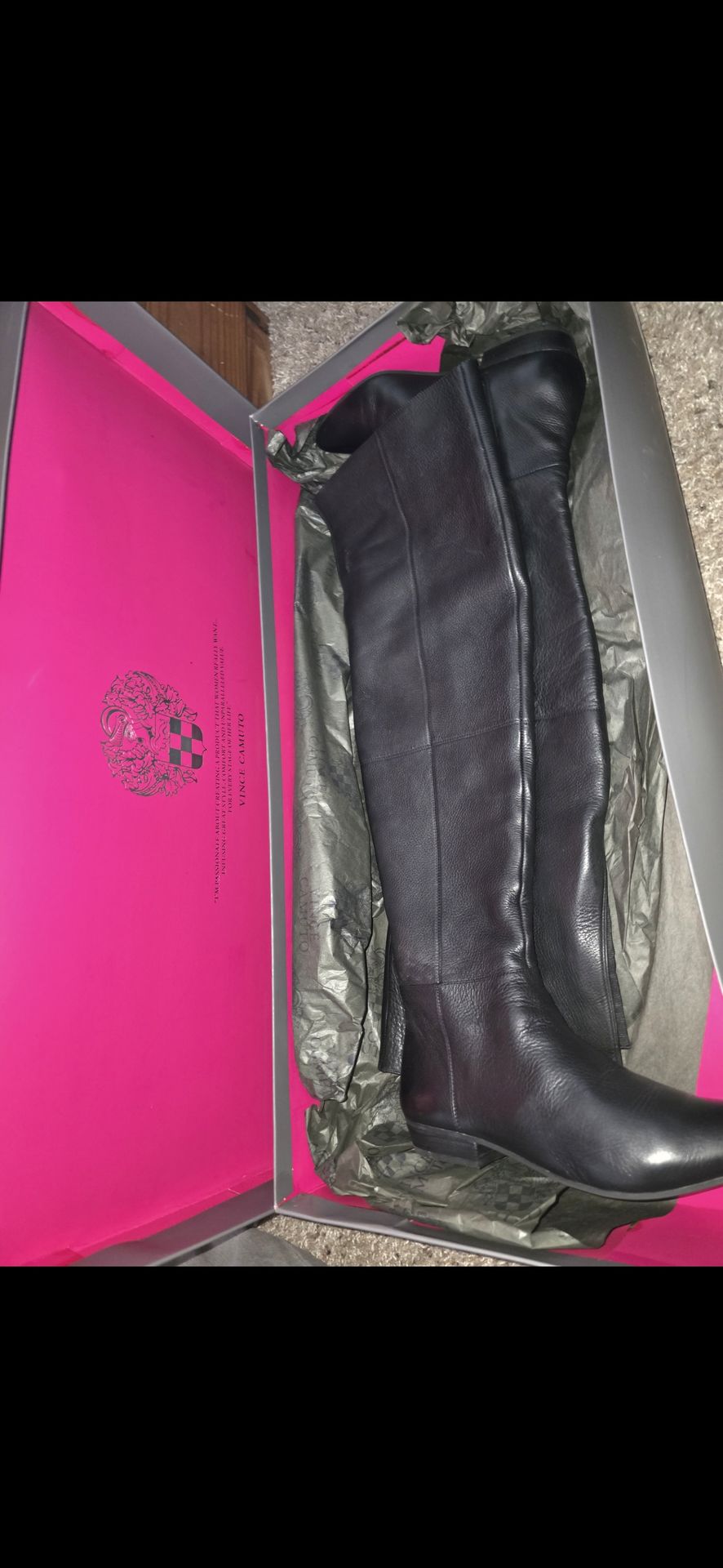 Vince Camuto Black REAL Leather Knee High Boots Size 8W - photo 3